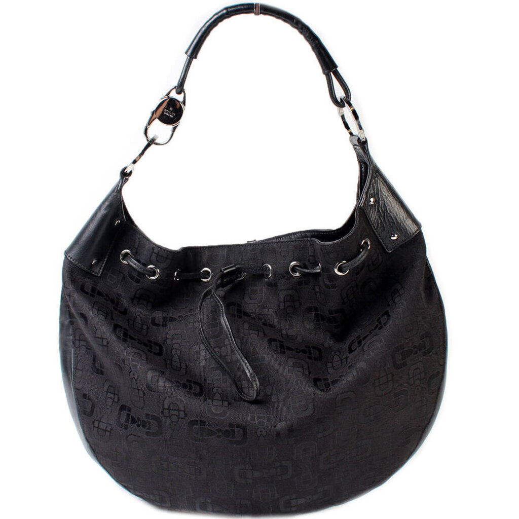Gucci Horsebit Canvas Shoulder Bag Canvas Hobo
