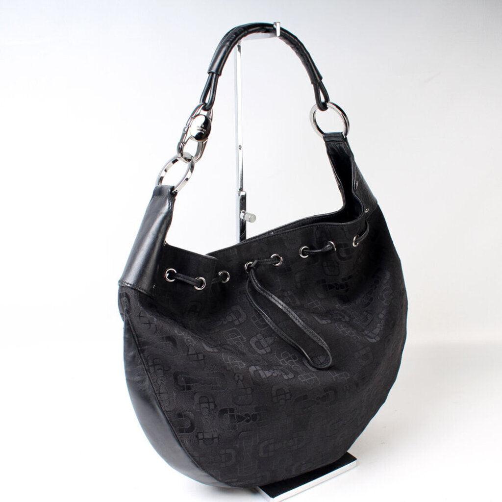 Gucci Horsebit Canvas Shoulder Bag Canvas Hobo