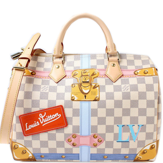 Louis Vuitton Speedy 30 Summer Trunks Bandouliere Azur Damier Handbag