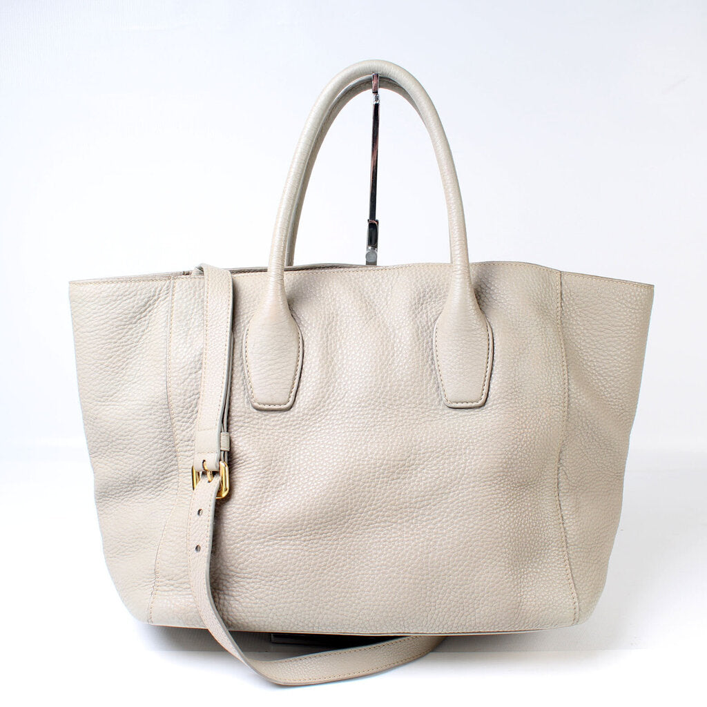 Prada Pebbled Tote Bag Leather