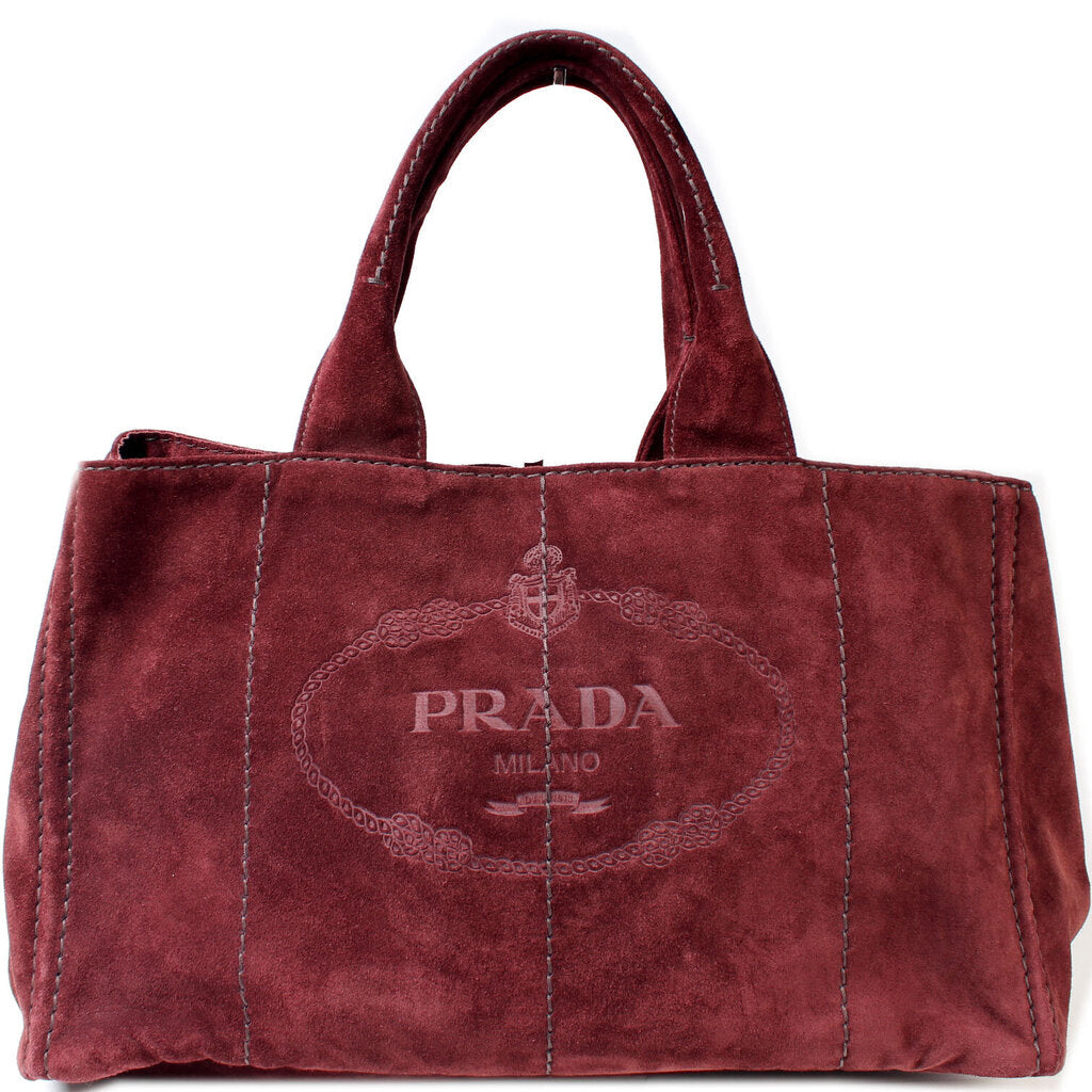 Prada Canapa Hobo Bag Suede Medium Travel Bag