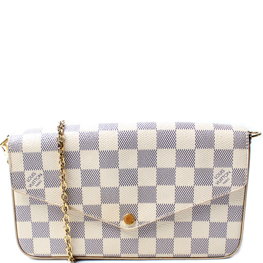 Louis Vuitton Pochette Felicie Azur Damier Clutch Bag Azur 14