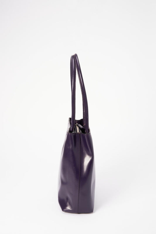 Prada Tote Leather Purple Tote Bag
