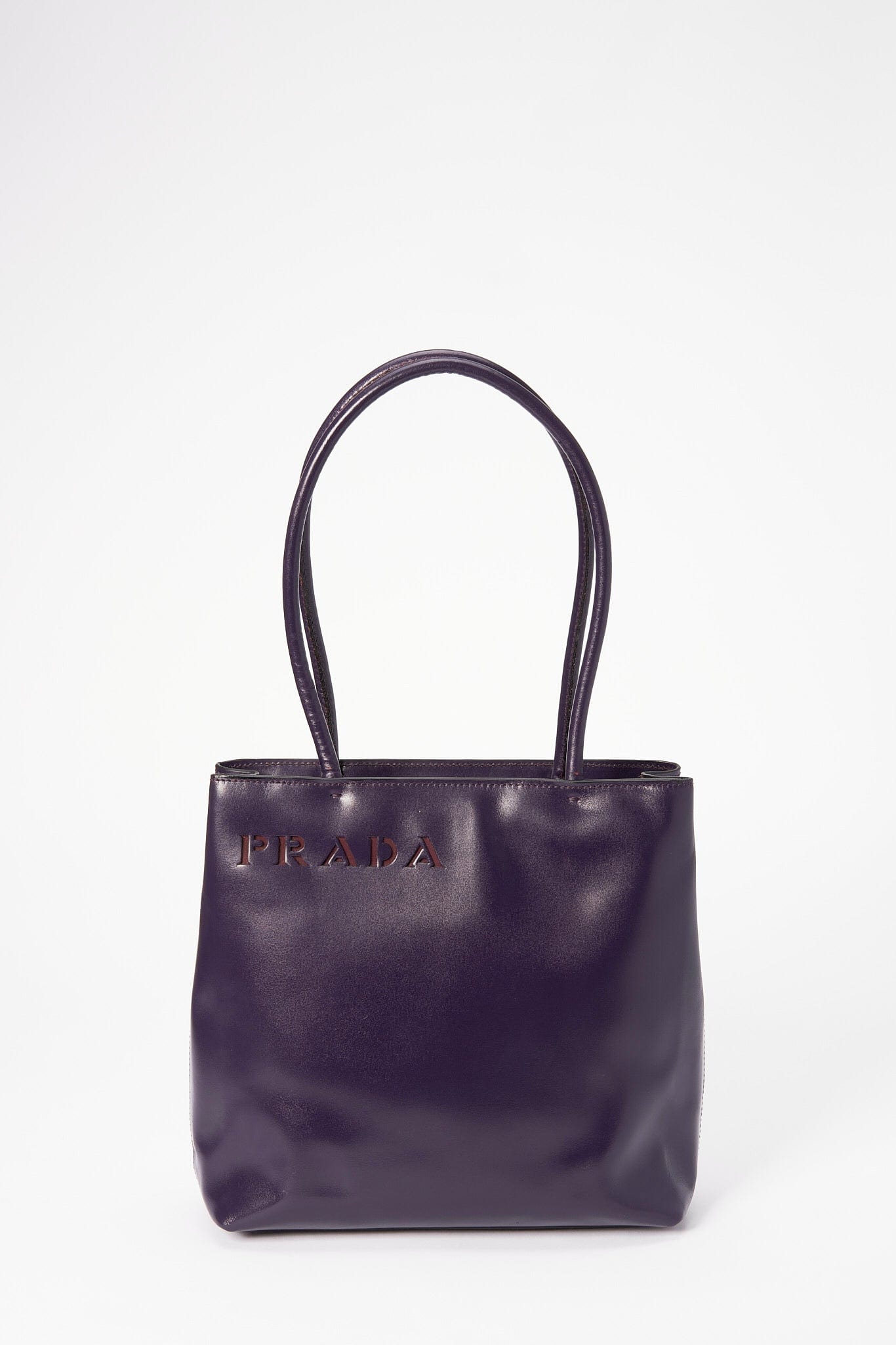 Prada Tote Leather Purple Tote Bag