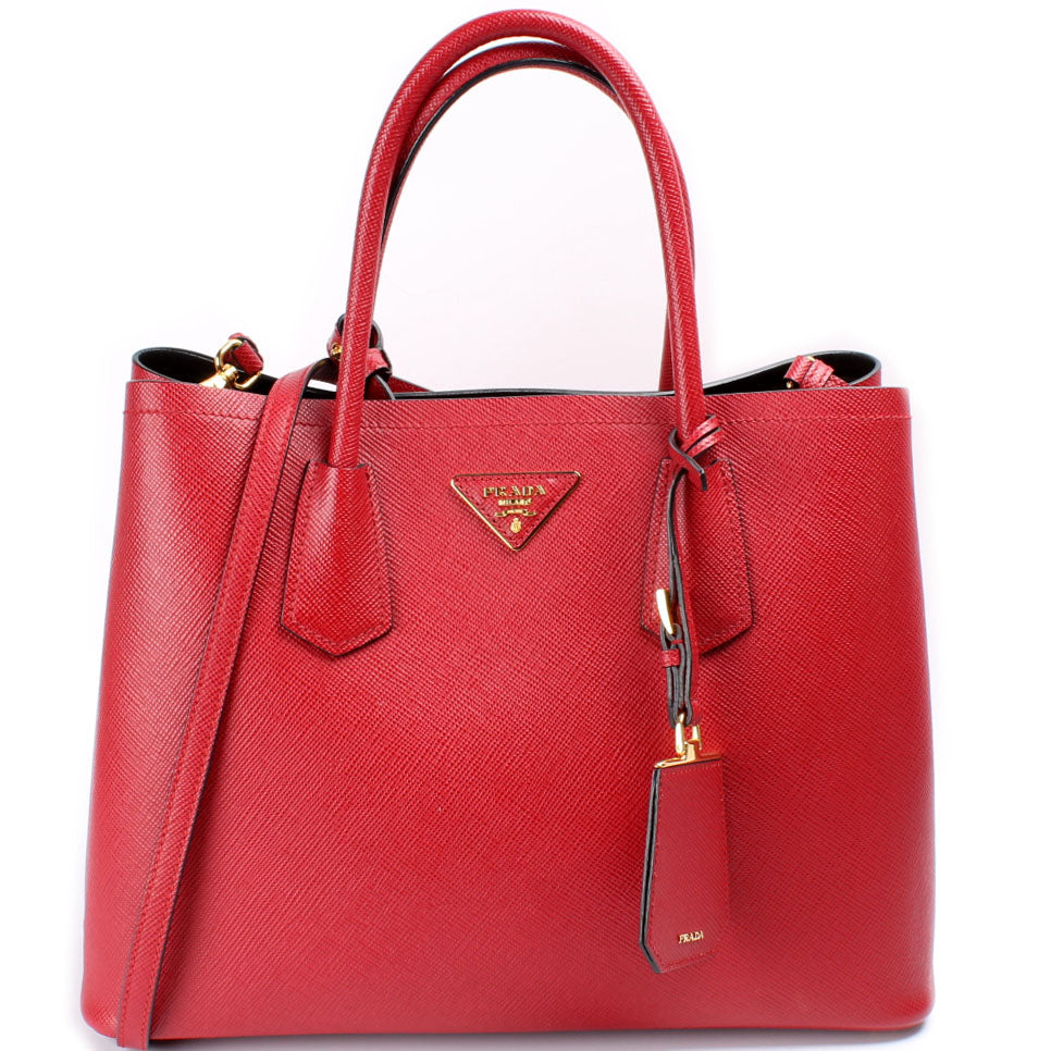 Prada Saffiano Cuir Double Bag Medium Travel Bag Medium Bag