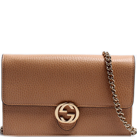 Gucci Dollar Interlocking G Calfskin Chain Wallet Case