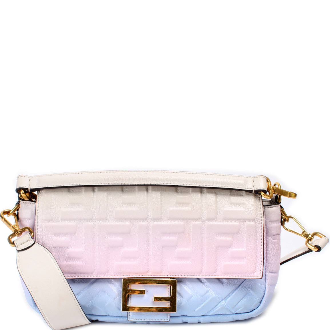 Fendi 8Br600Uette Ff Bag Lambskin Embossed Travel Bag