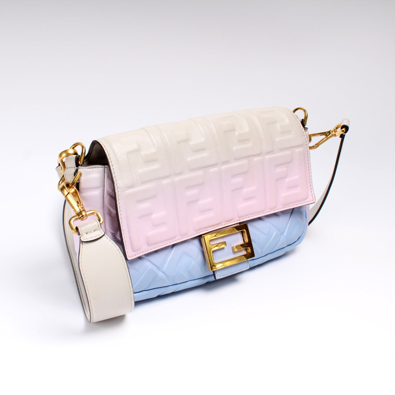 Fendi 8Br600Uette Ff Bag Lambskin Embossed Travel Bag
