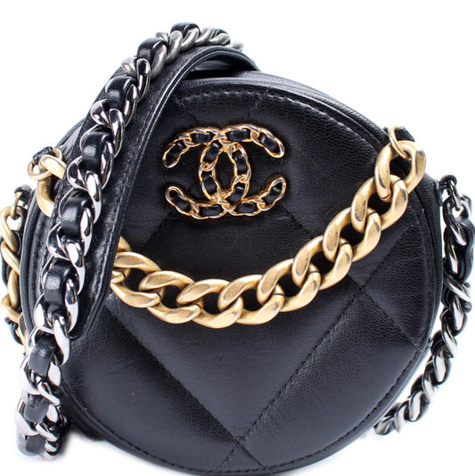 Chanel 19 Round W Lambskin 30M Clutch Bag