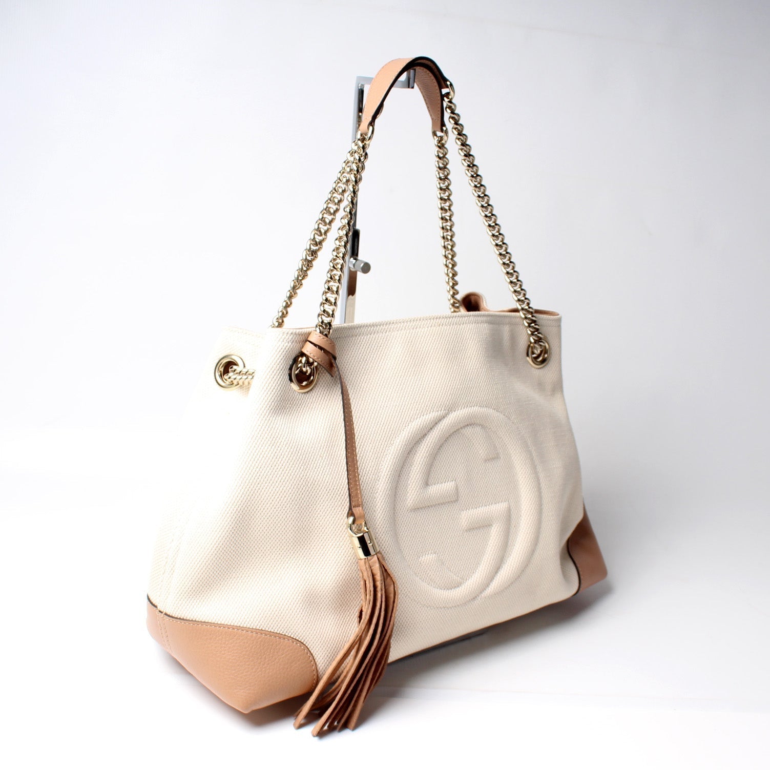 Gucci Linen Canvas Medium Shoulder Bag