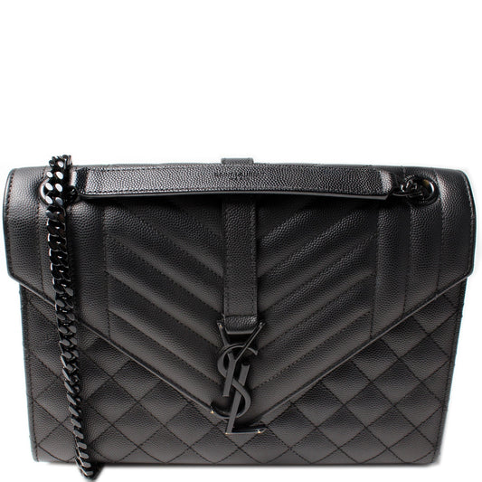 YSL Saint Laurent Grain De Triquilt Satchel Bag Monogram Medium Triquilt Medium Satchel
