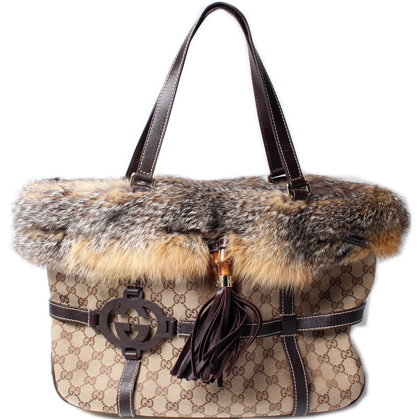 Gucci GG Fur Royal Canvas Tote Bag