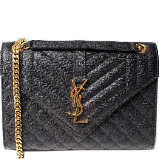 YSL Saint Laurent Saint Laurent Envelope Chevron Bag Medium Chain Travel Bag