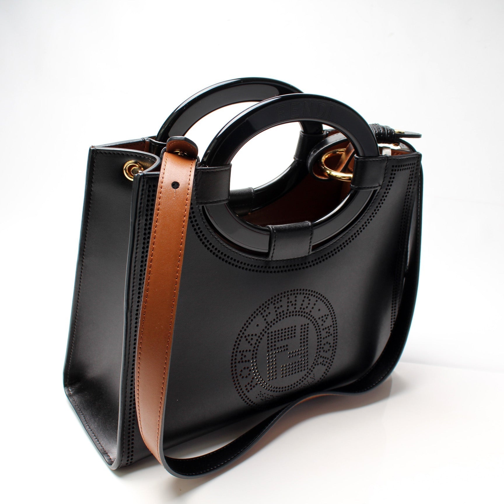 Fendi 8Bh353 Runway Shopper Bag Leather Small Travel Bag