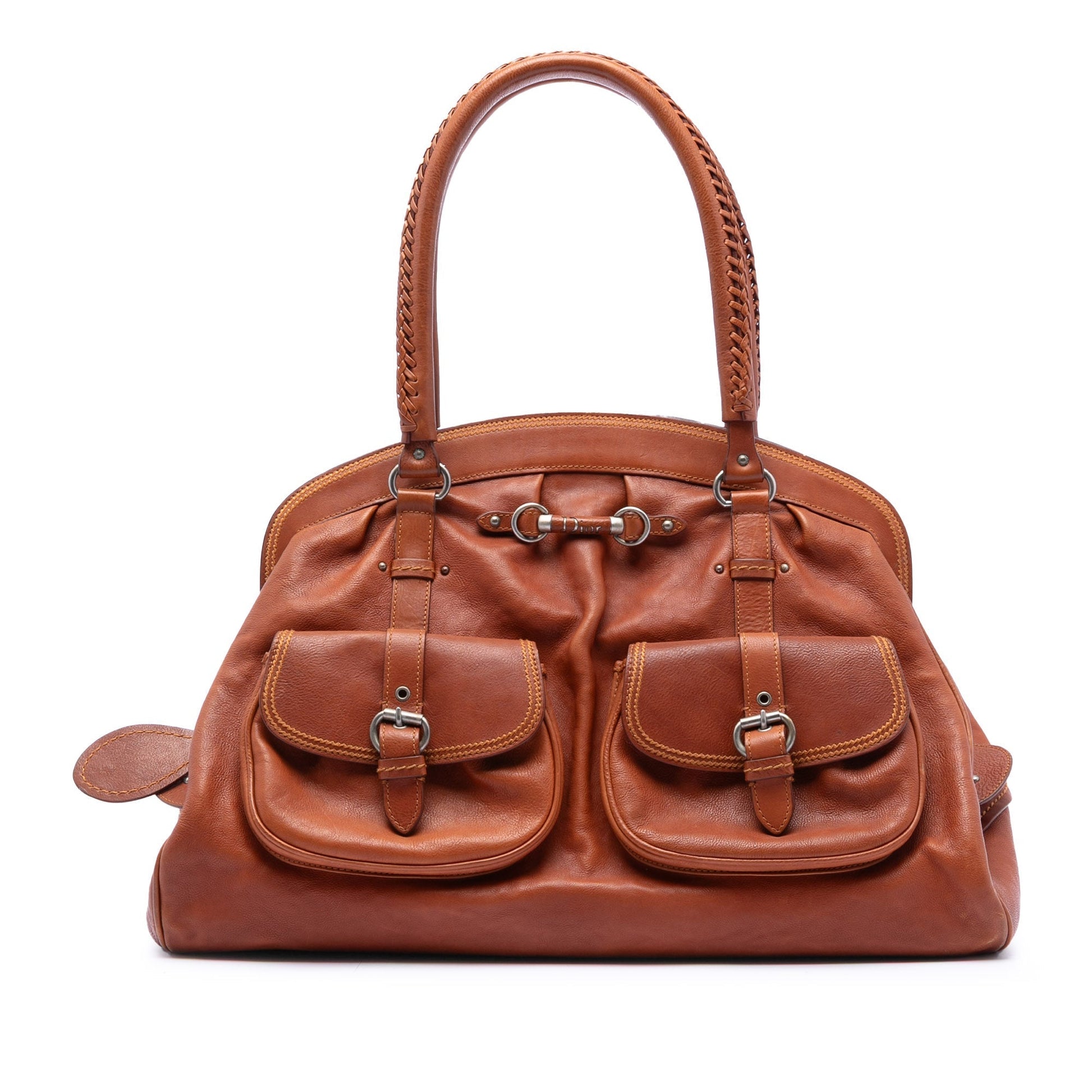 Dior Handbag Calfskin My Pockets Frame Brown Large