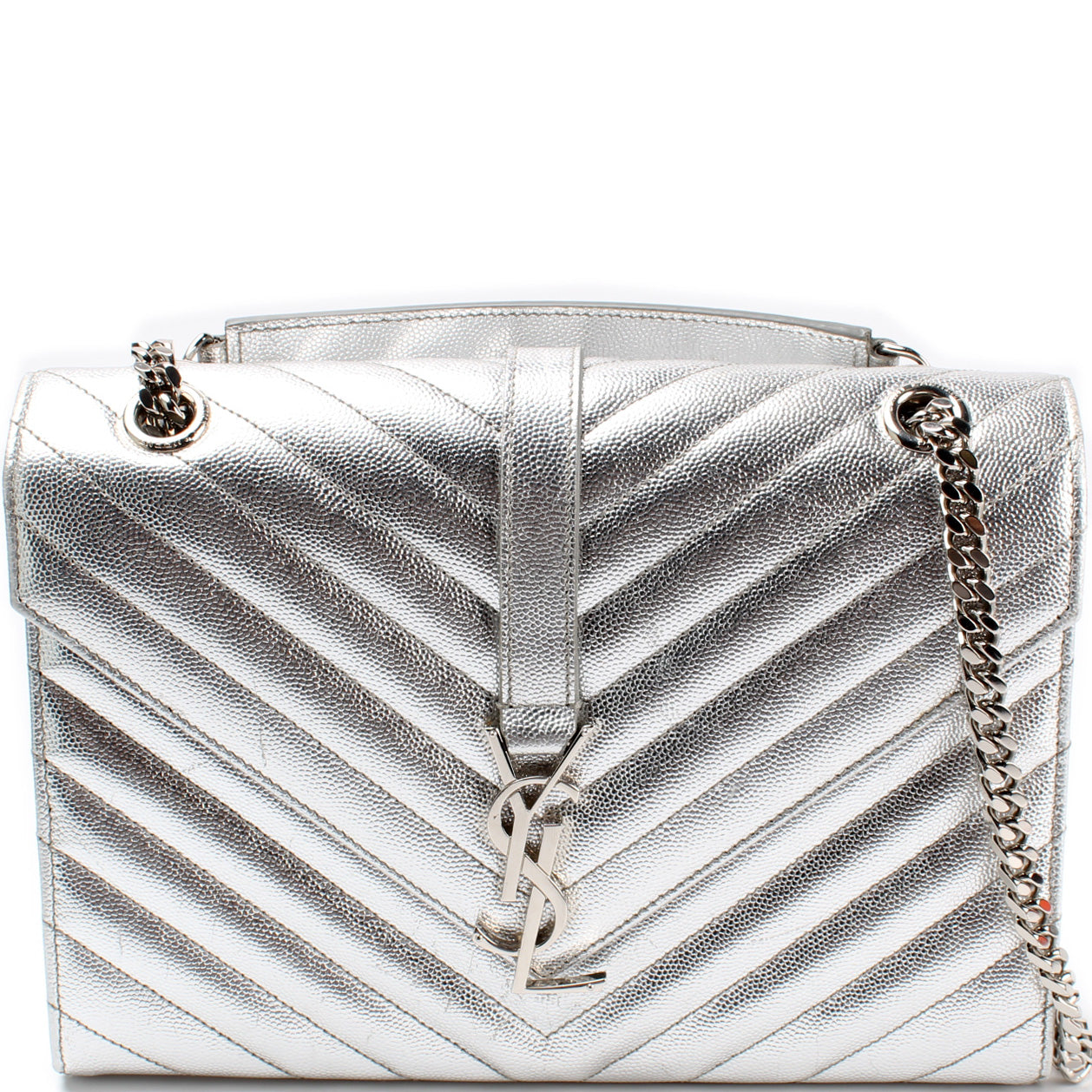 YSL Saint Laurent Envelope Chevron Bag Medium Travel Bag