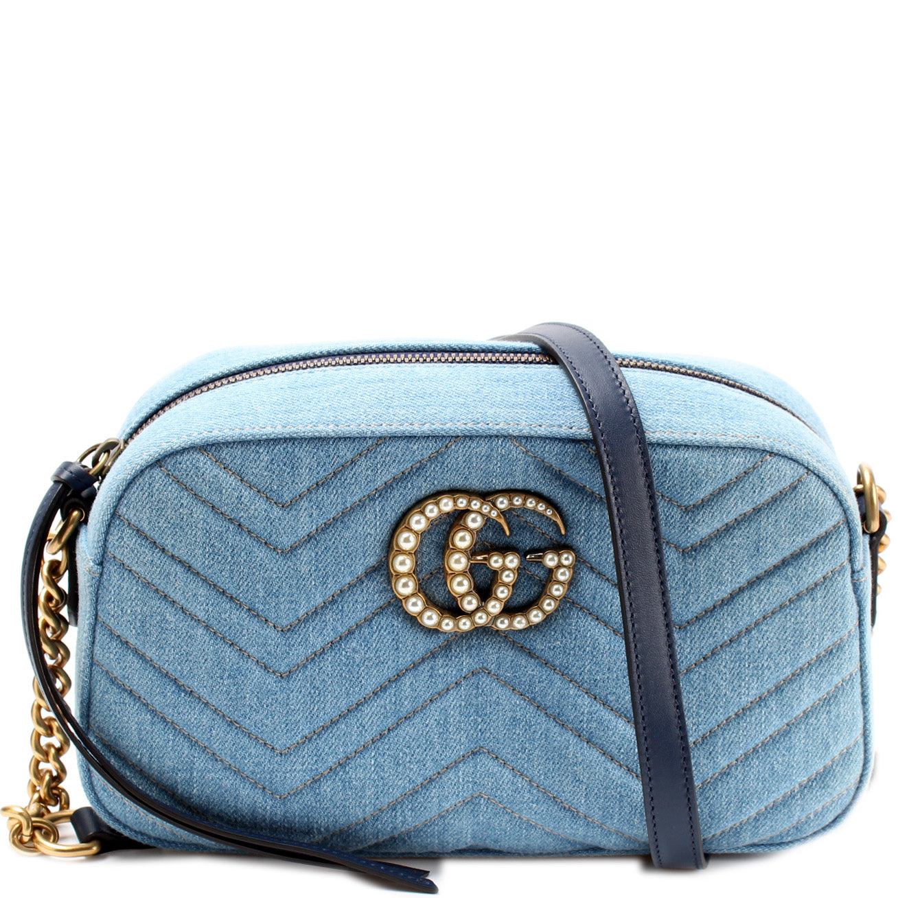 Gucci Marmont Camera Denim Small Crossbody Bag