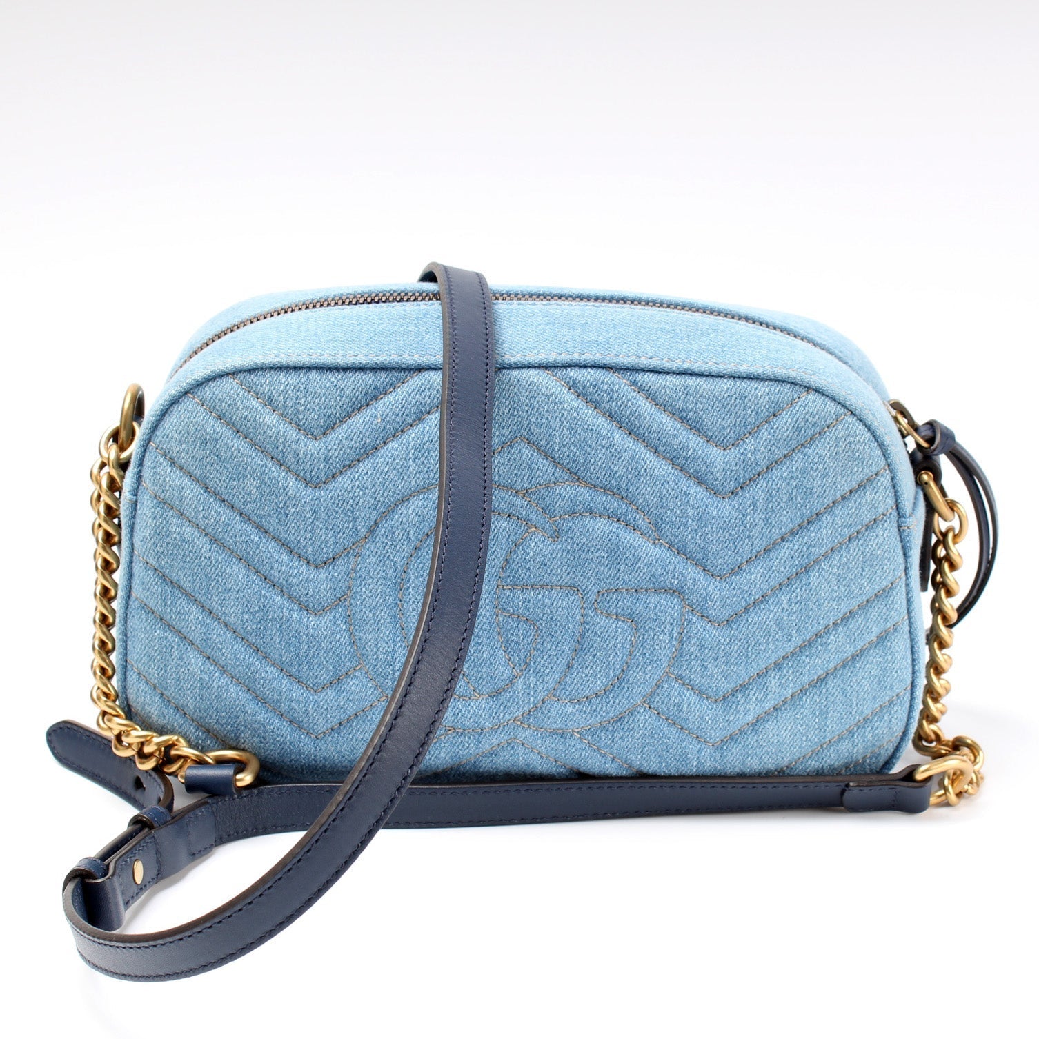 Gucci Marmont Camera Denim Small Crossbody Bag