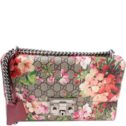 Gucci Padlock GG Supreme Blooms Medium Shoulder Bag