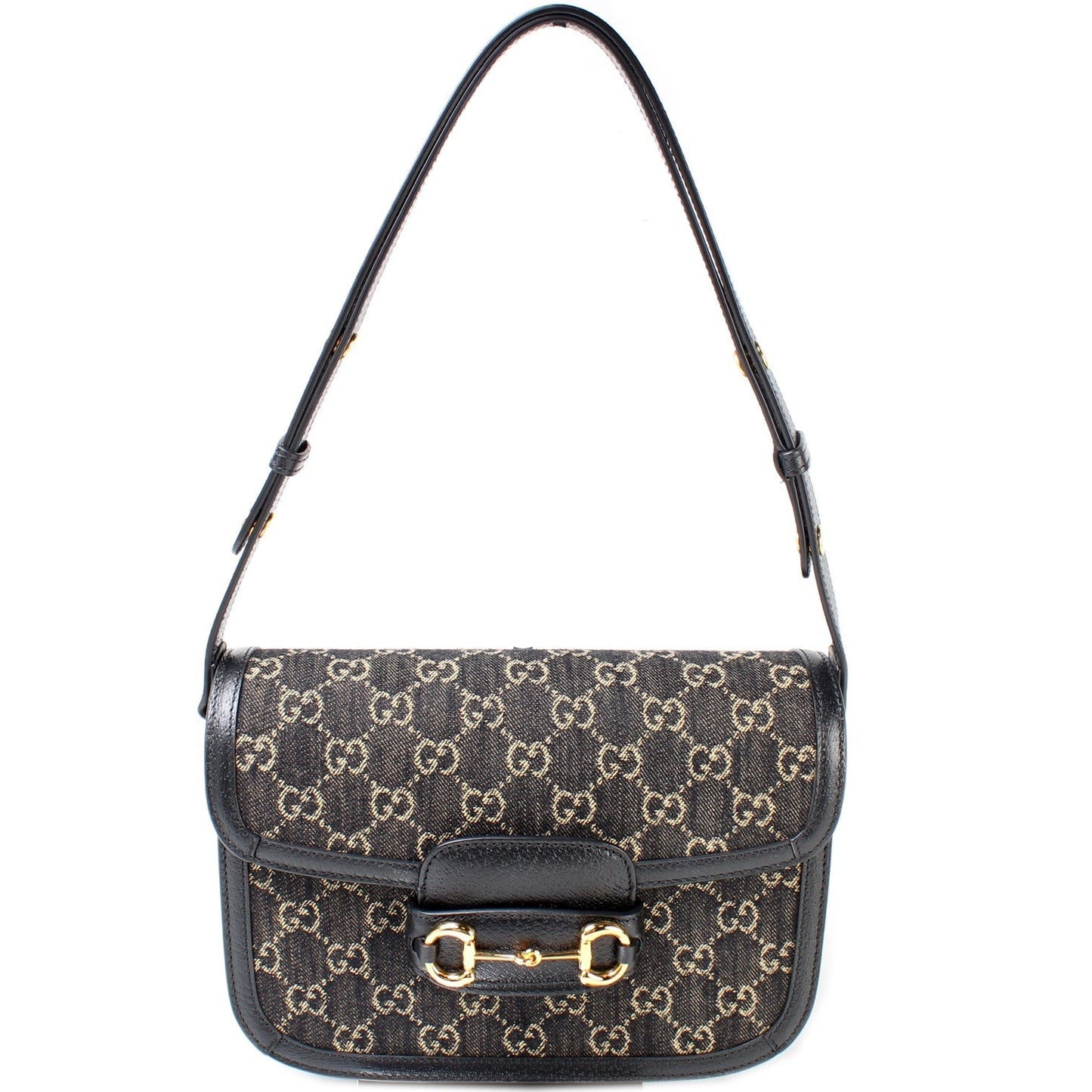 Gucci Horsebit Leather Denim Shoulder Bag