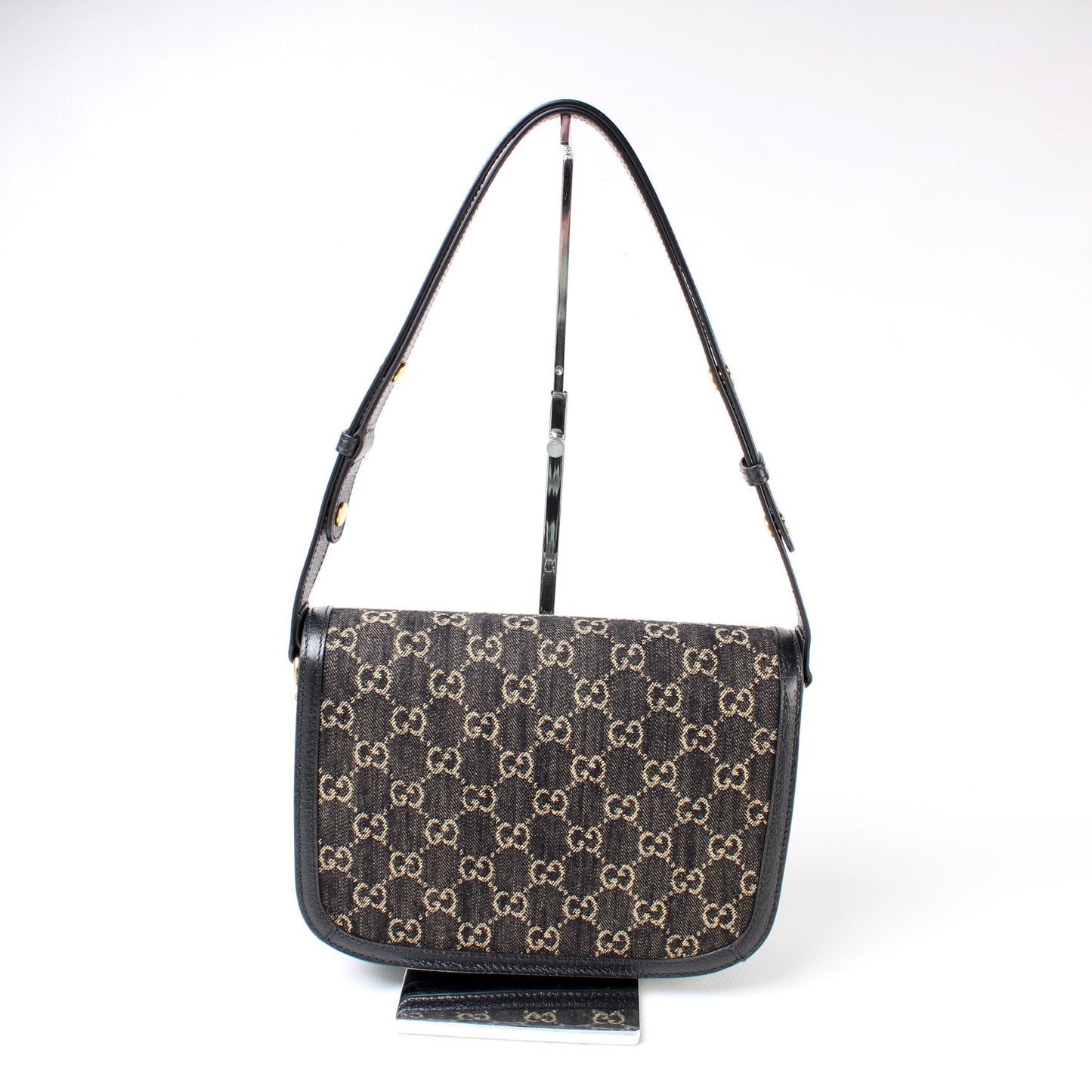 Gucci Horsebit Leather Denim Shoulder Bag