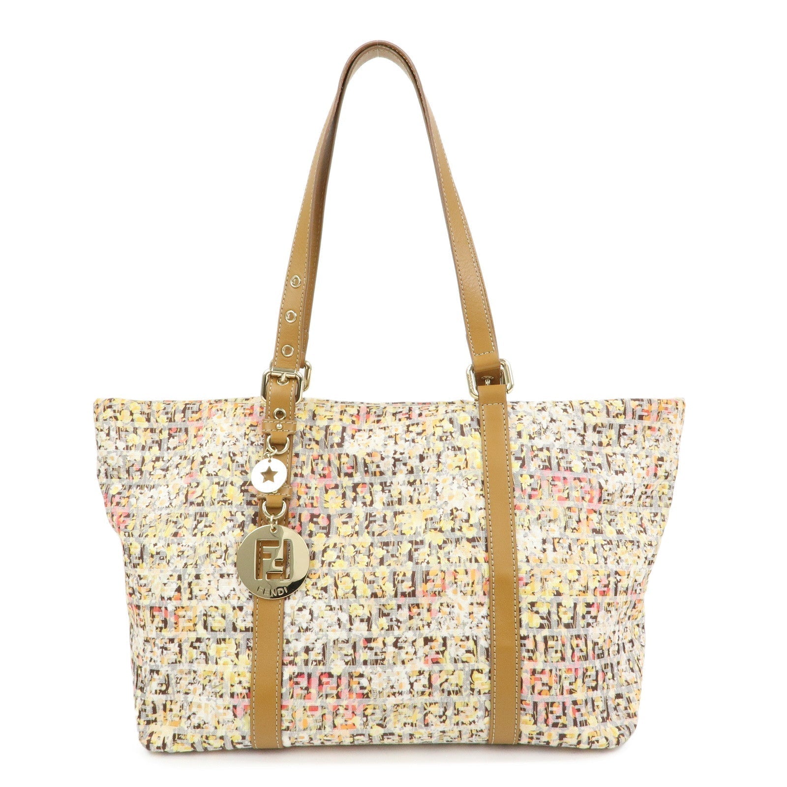 Tote Bag Zucchino Flower Print Hand Bag Leather Canvas