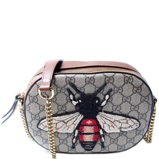 Gucci GG Supreme Embellished Bee Mini Chain Travel Bag
