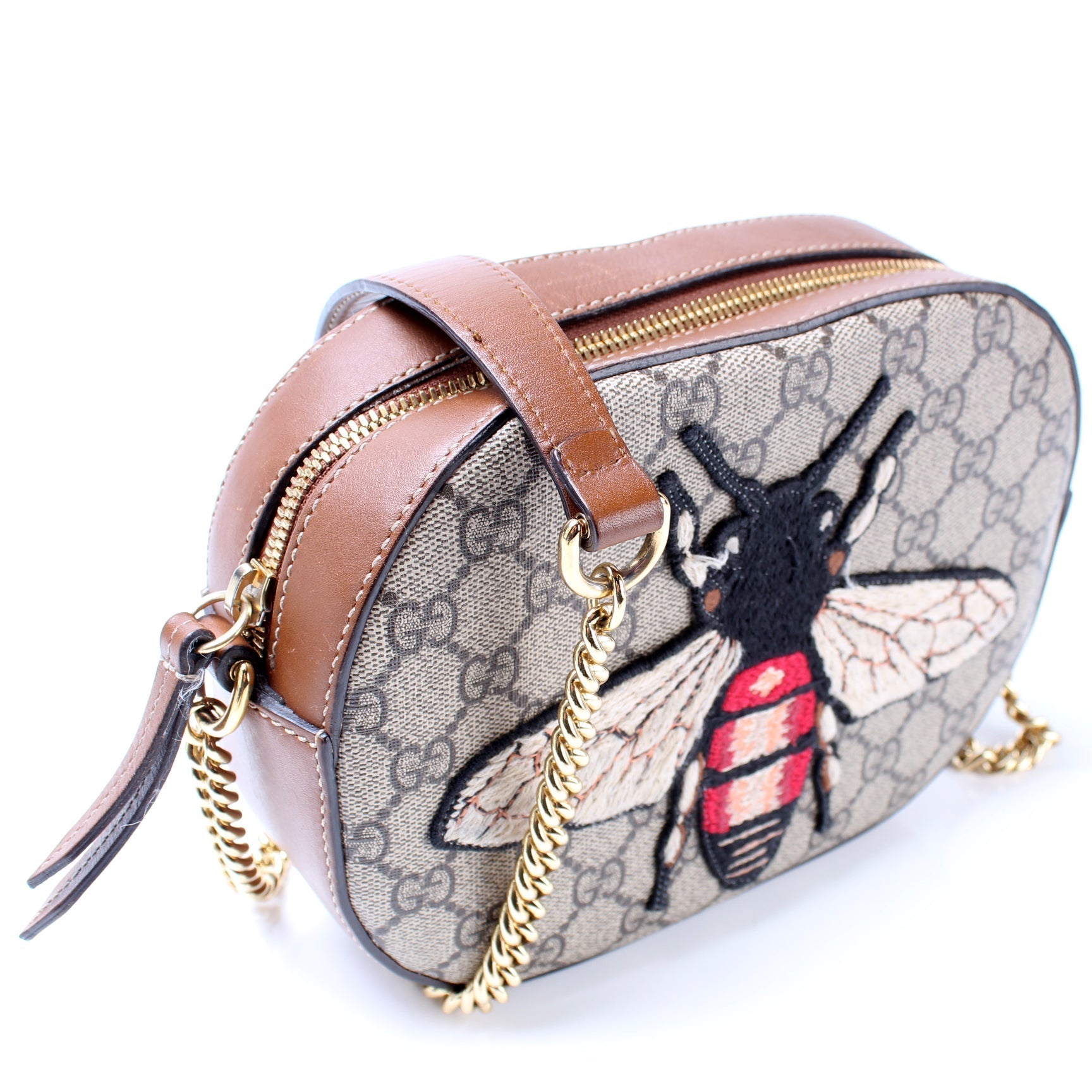Gucci GG Supreme Embellished Bee Mini Chain Travel Bag