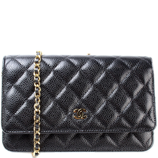 Chanel WOC Classic Quilted Caviar 28M Clutch Bag