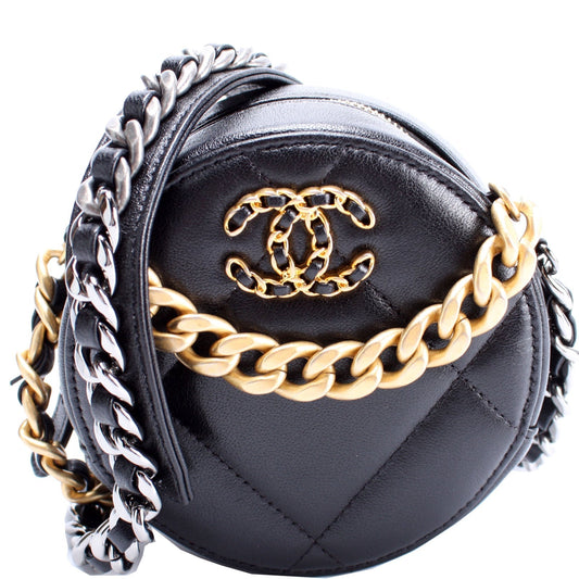 Chanel 19 Round Goatskin 29M Clutch Bag