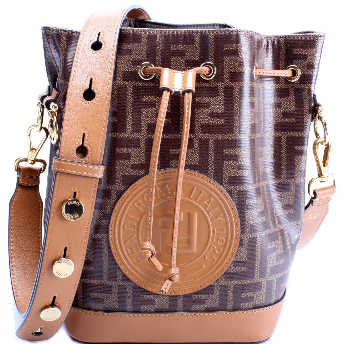 Fendi 8Bt298 Grande Mon Tresor Glazed Zucca Bag Bucket Bucket Bag