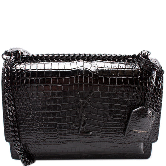 YSL Saint Laurent Saint Laurent Sunset Croc Bag Medium Travel Bag