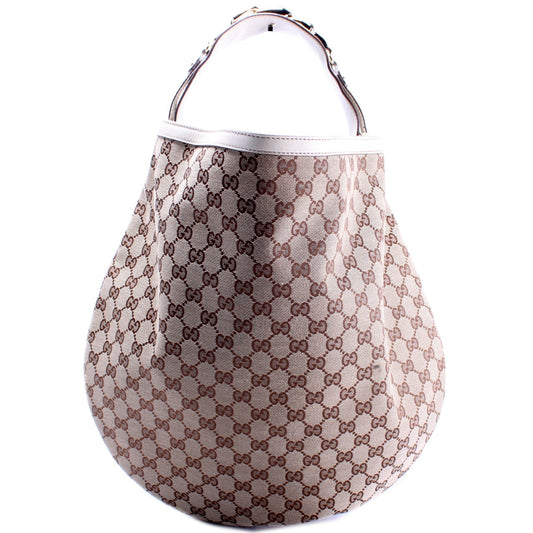 Gucci GG Wave Horsebit Canvas Shoulder Bag