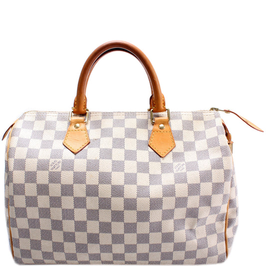 Louis Vuitton Speedy 30 Azur Damier Handbag Azur 17