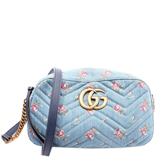 Gucci Marmont Camera Denim Small Crossbody Bag Denim Camera
