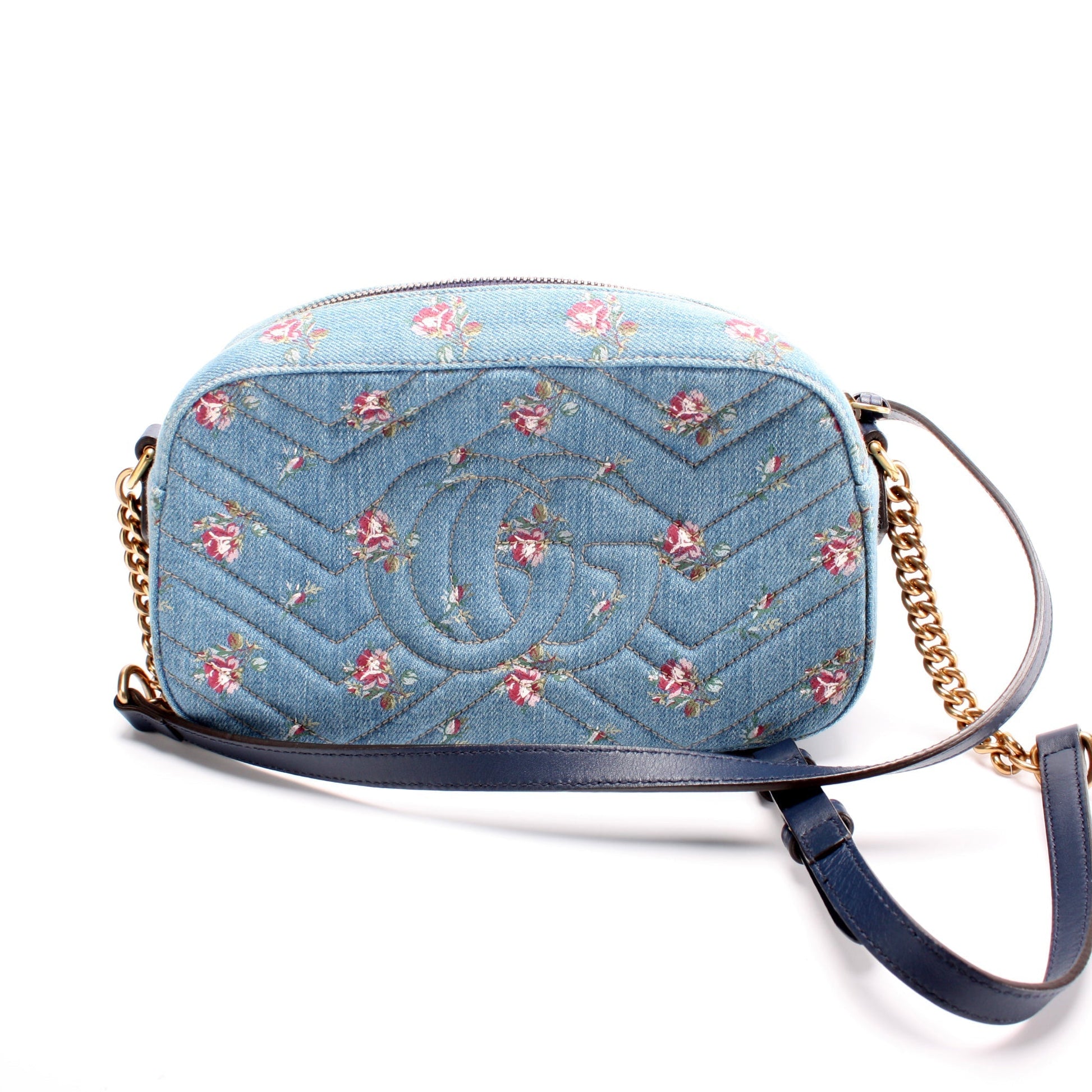 Gucci Marmont Camera Denim Small Crossbody Bag Denim Camera