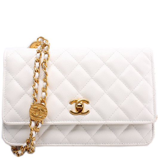 Chanel WOC Classic Quilted Caviar Medallion Clutch Bag