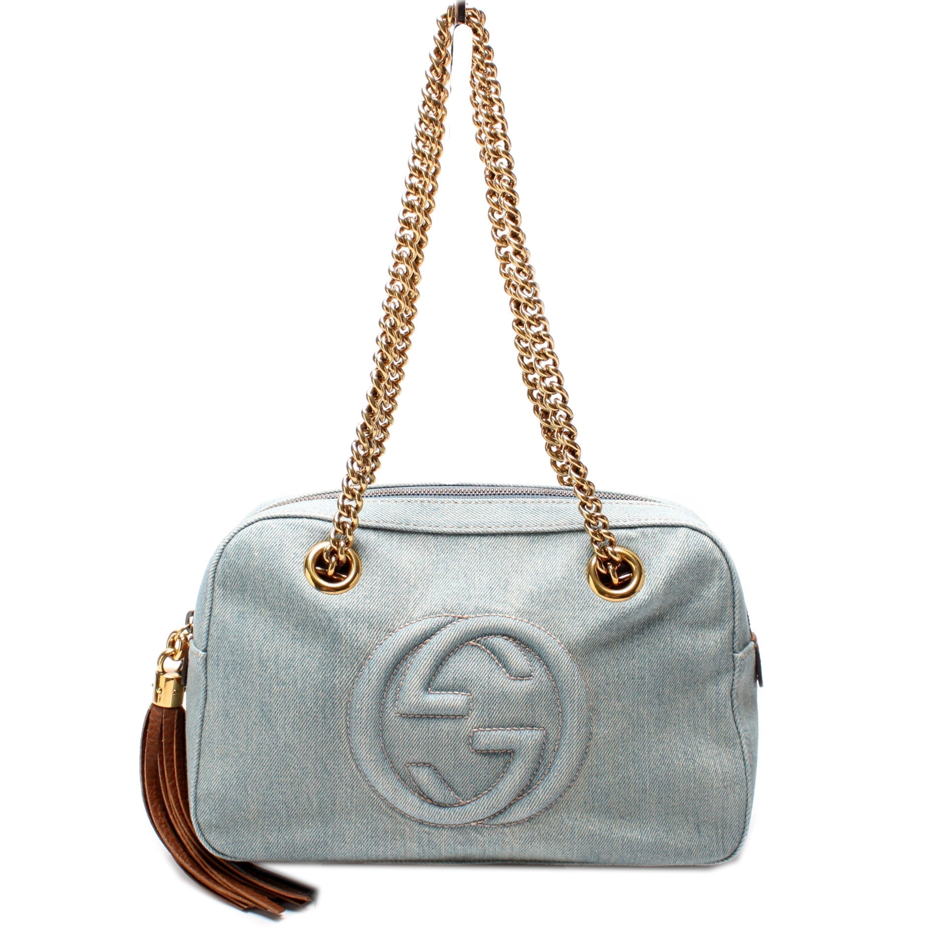 Gucci Soho Shoulder Bag Denim Chain