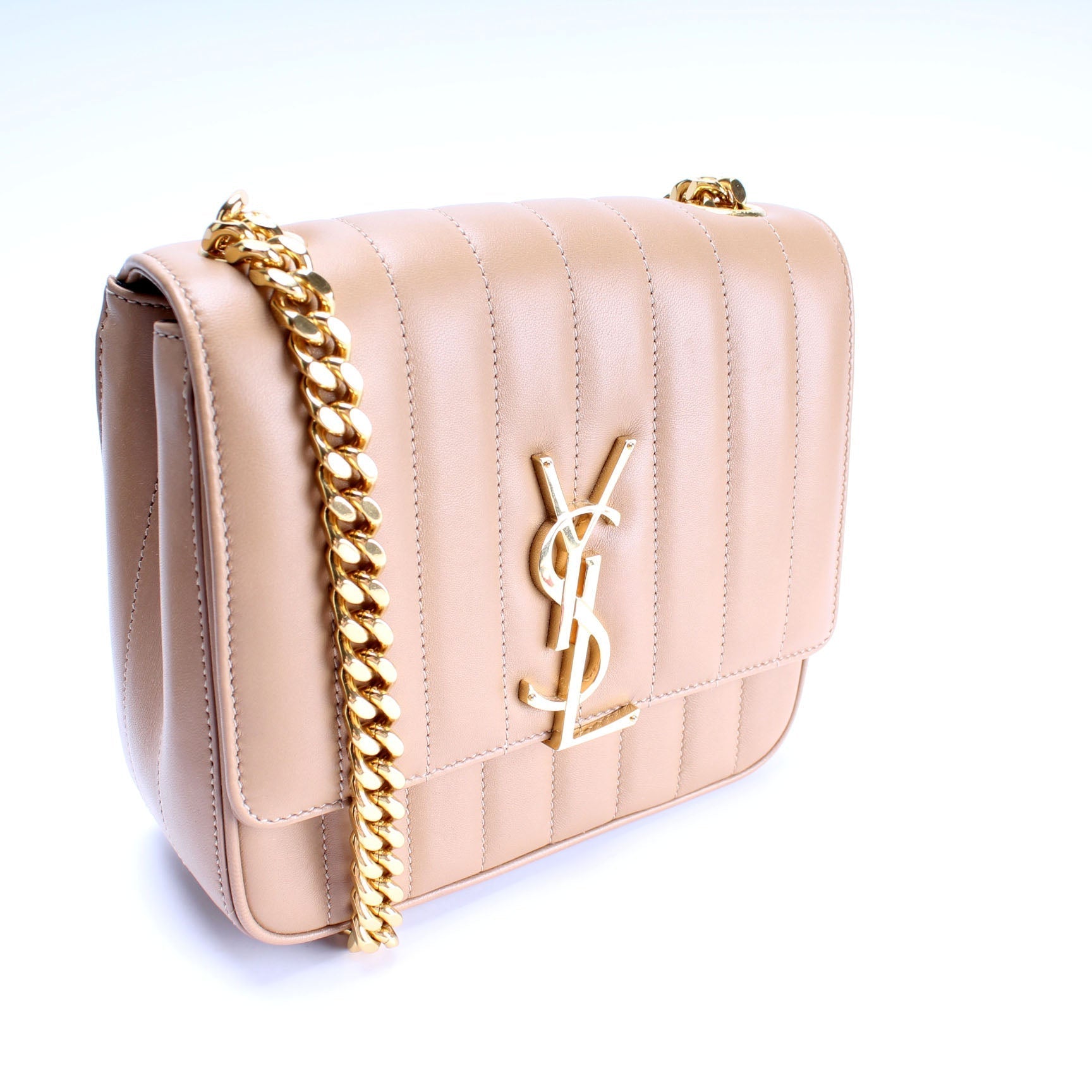 YSL Saint Laurent Saint Laurent Vicky Lambskin Bag Medium Chain Travel Bag