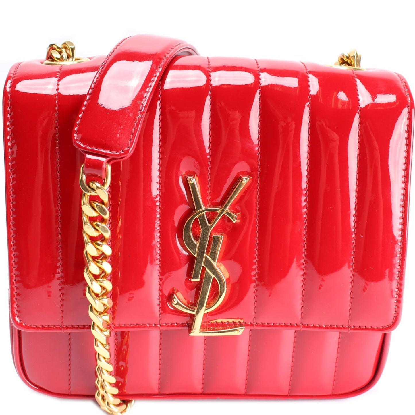 YSL Saint Laurent Saint Laurent Vicky Patent Bag Medium Chain Travel Bag