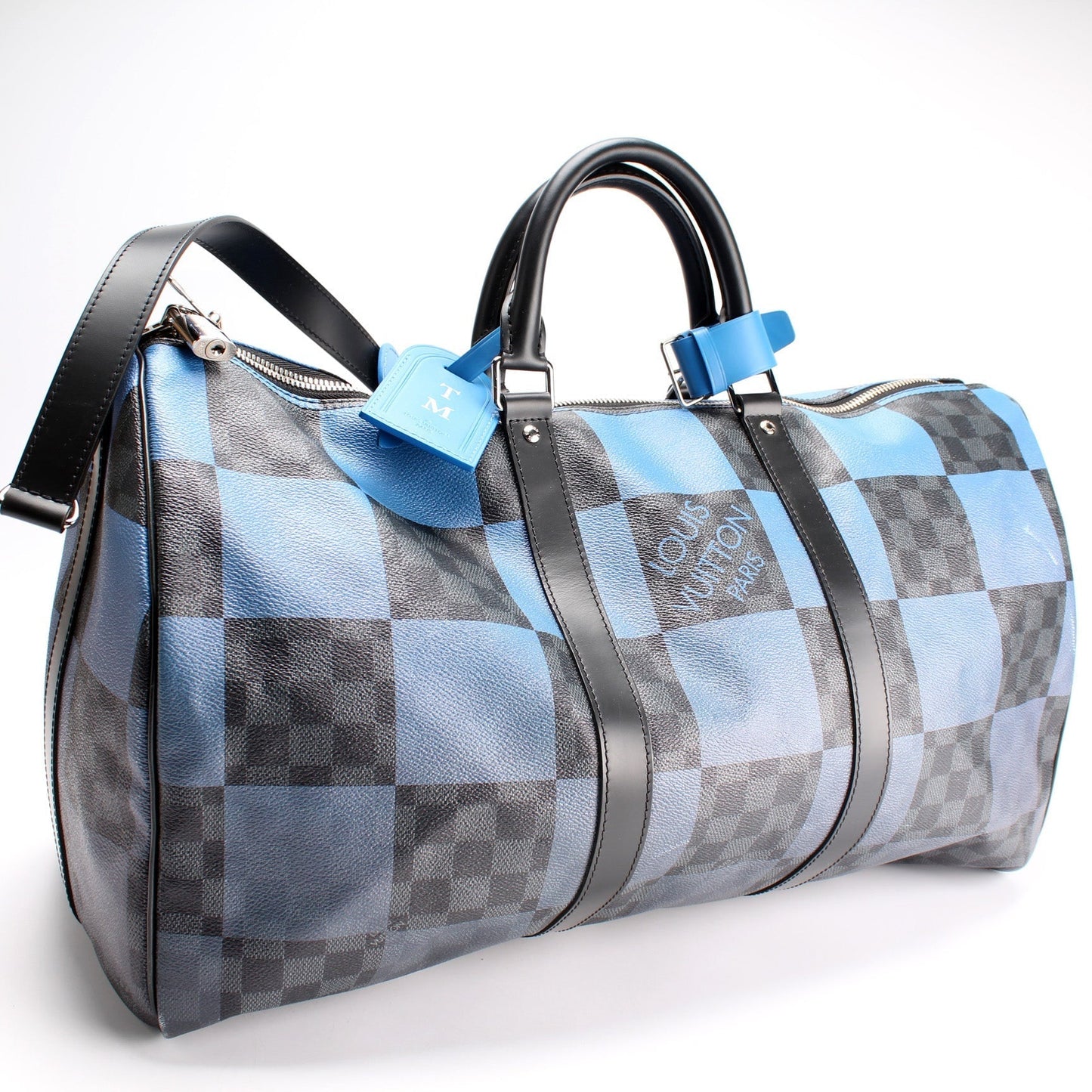 Louis Vuitton Keepall 50 Bandouliere Giant Graphite Damier Blue Travel Bag