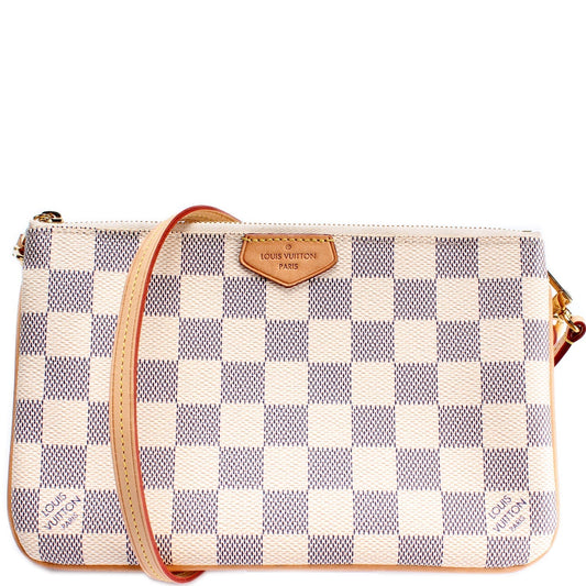 Louis Vuitton Double Zip Pochette Azur Damier Clutch Bag