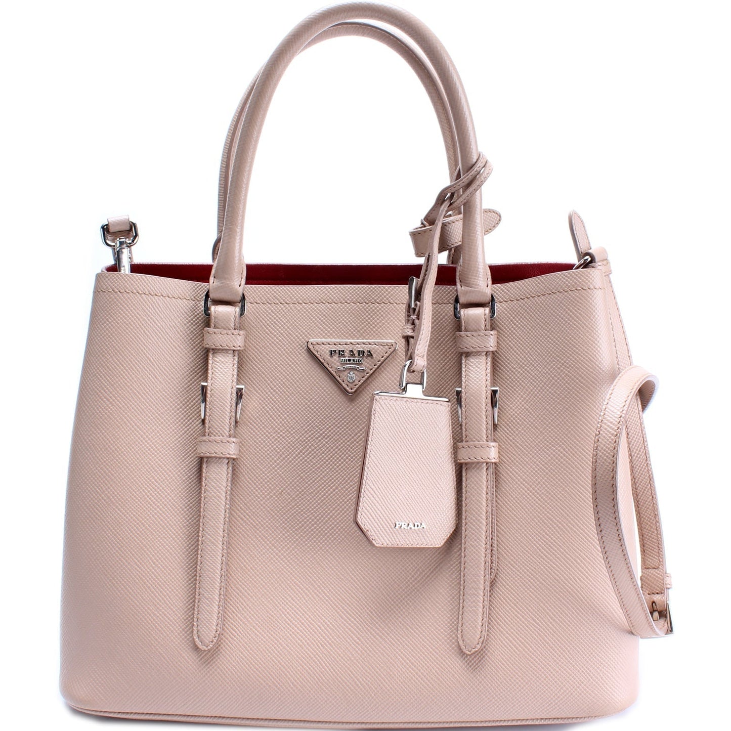 Prada Saffiano Cuir Covered Strap Double Bag Travel Bag