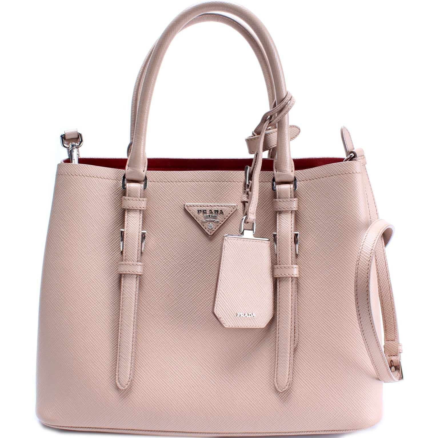 Prada Saffiano Cuir Covered Strap Double Bag Travel Bag