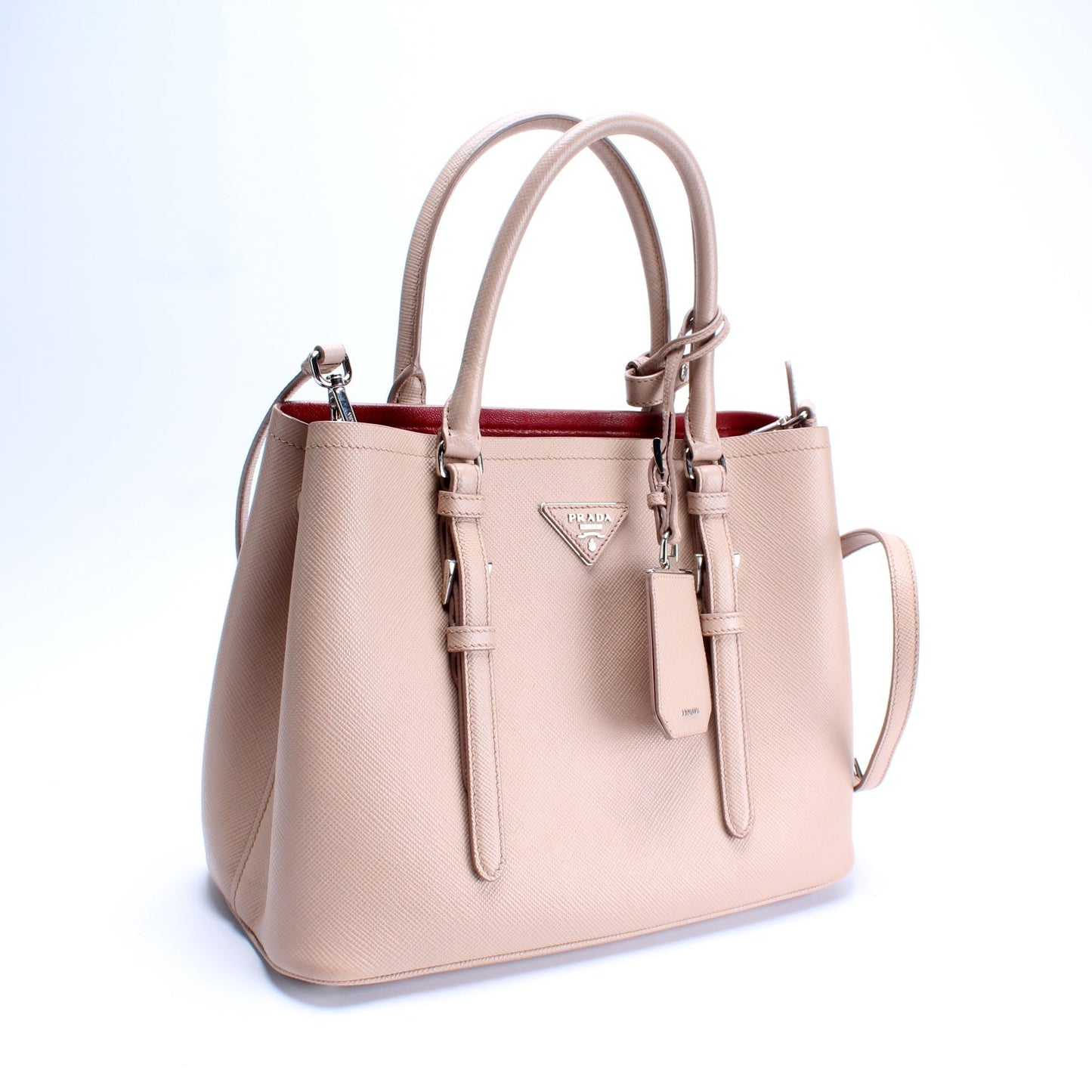 Prada Saffiano Cuir Covered Strap Double Bag Travel Bag