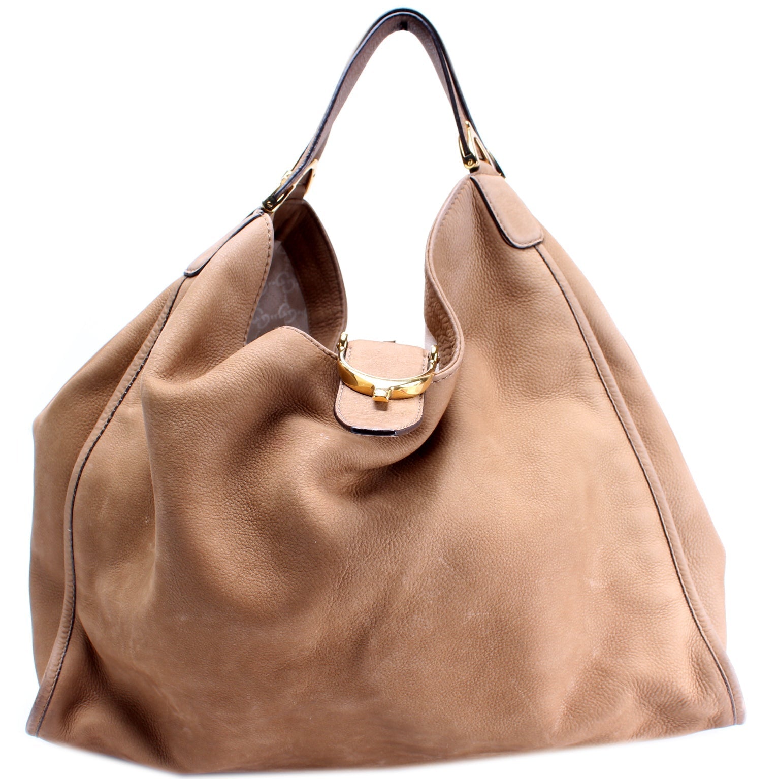 Gucci Horsebit Nubuck Large Hobo Bag