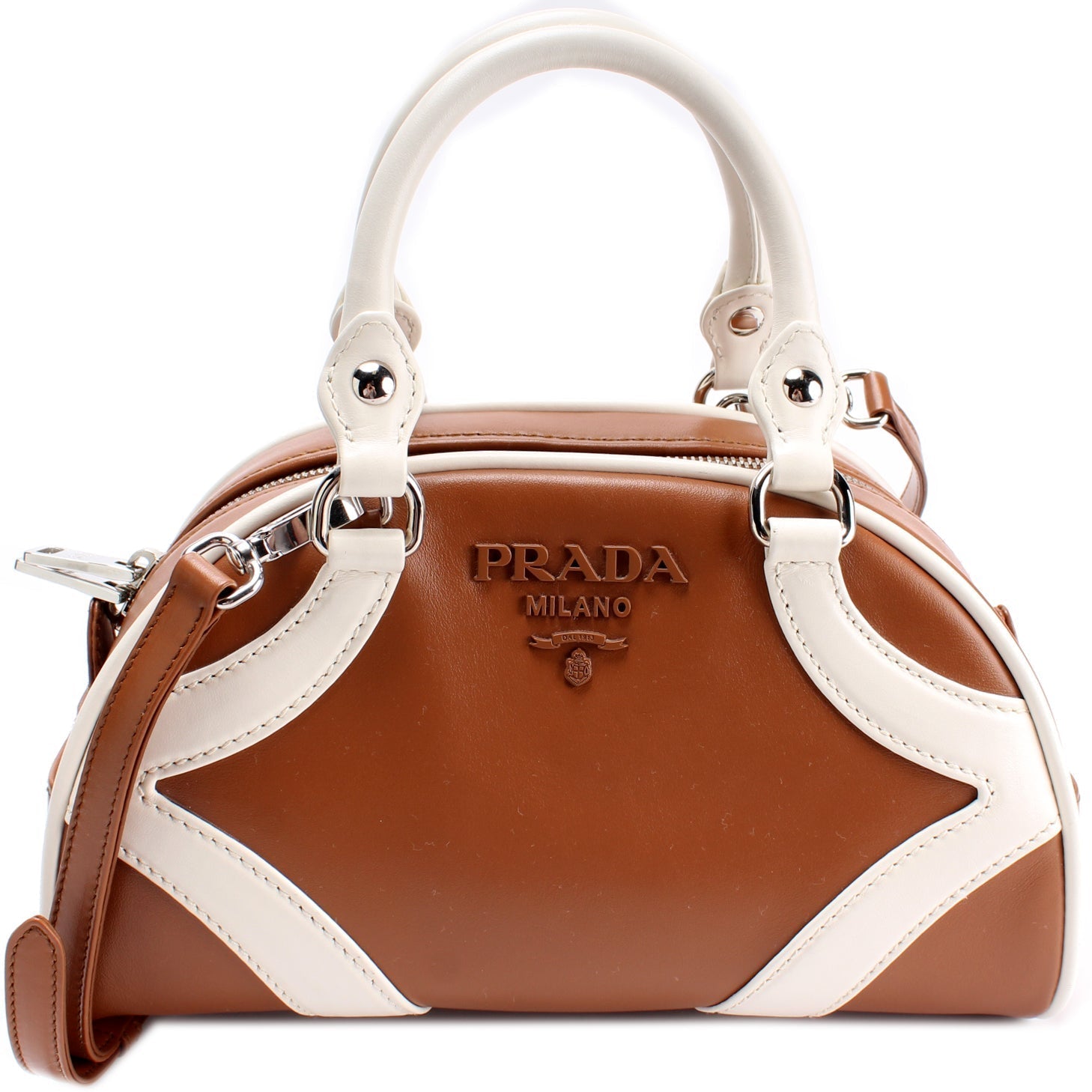 Prada Soft Calfskin Bowling Bag Travel Bag