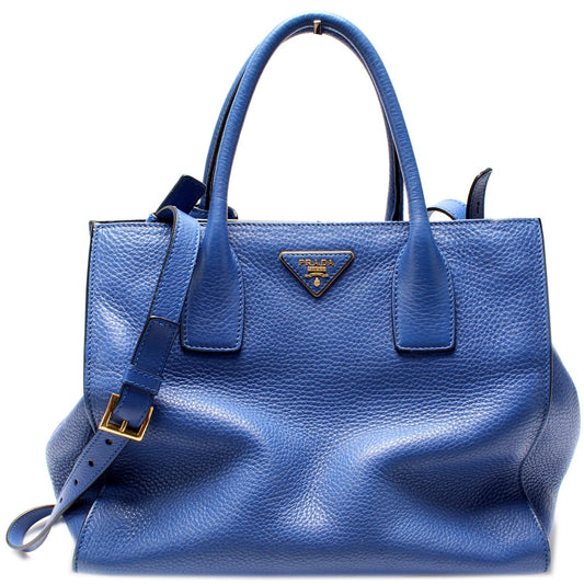 Prada Vitello Daino Tote Bag Blue