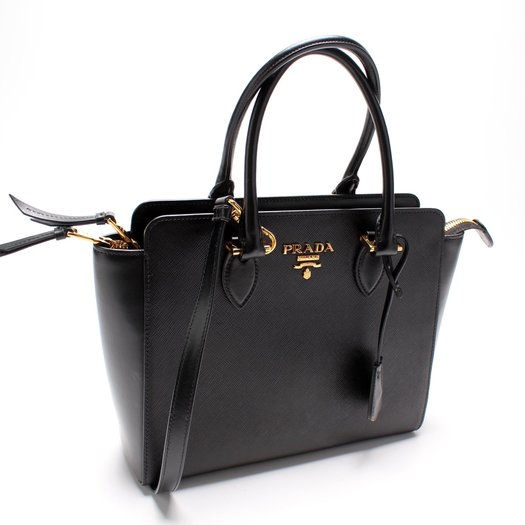 Prada Saffiano Calfskin Top Handle Bag Travel Bag