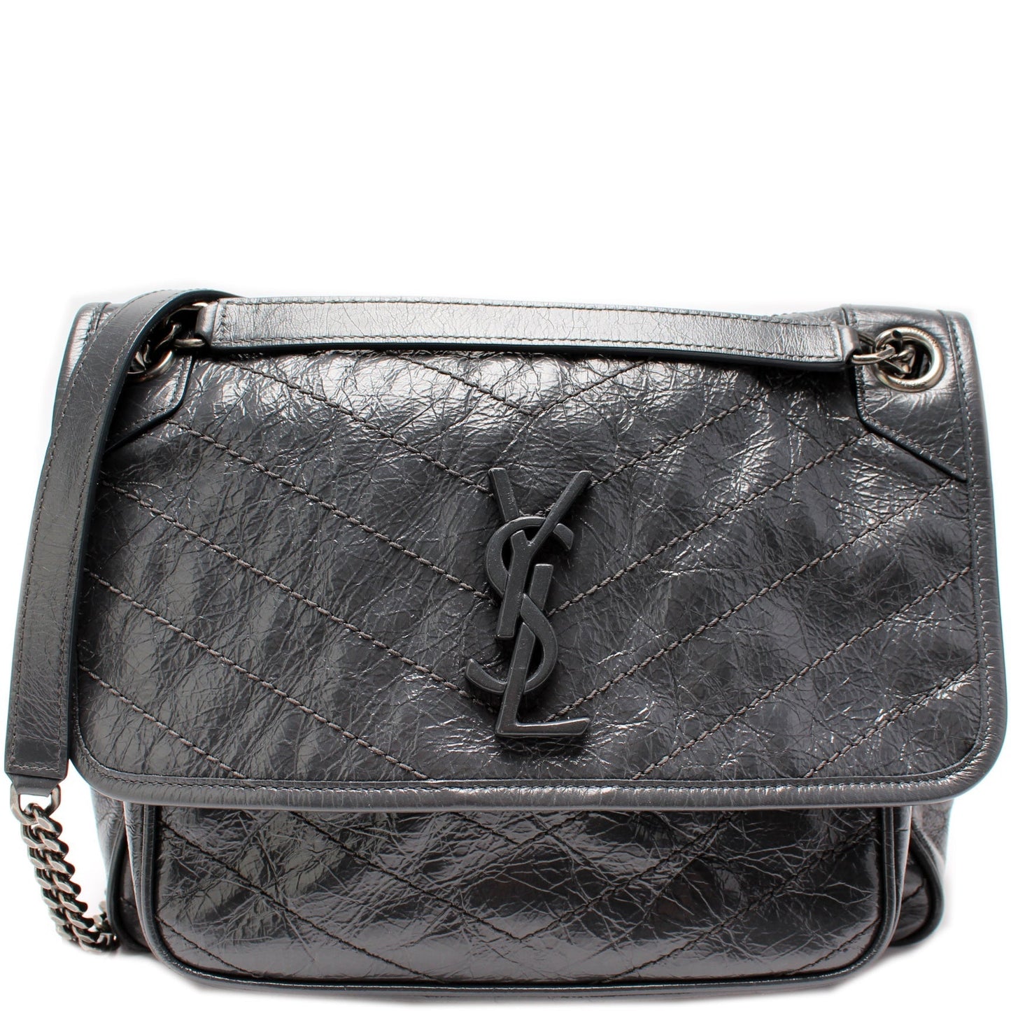 YSL Saint Laurent Niki Crinkle Bag Leather Medium Travel Bag